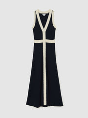 Craft-Stitch Knitted Midi Dress Navy | Women