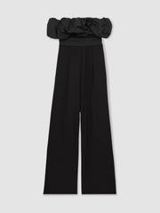 Sculptural Strapless Wide-Leg Jumpsuit Black | Women