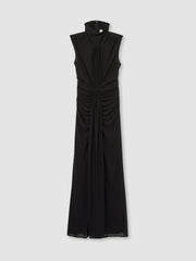 Petite Sheer Ruched Maxi Dress Black | Women