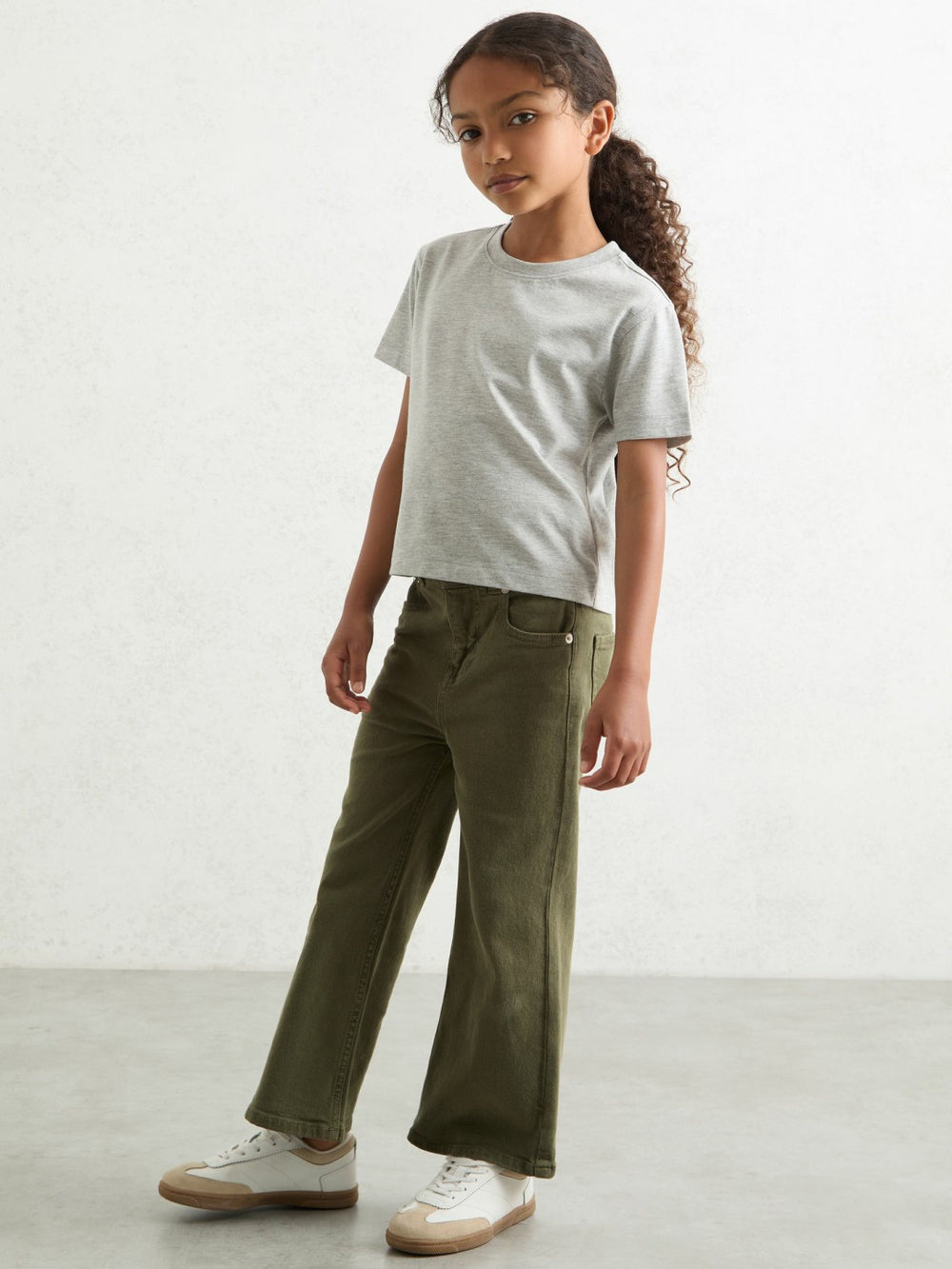 9-13 yrs Cotton-Blend Crew-Neck T-Shirt Grey Marl | Children & Baby
