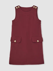 9-13 yrs Button-Detail Sleeveless Shift Dress Berry | Children & Baby