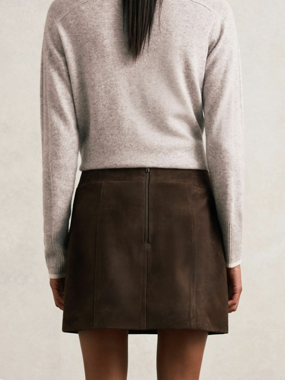 Mini Suede Patch Pocket Skirt Chocolate Brown | Women