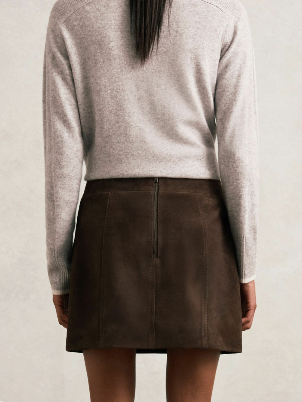 Mini Suede Patch Pocket Skirt Chocolate Brown | Women
