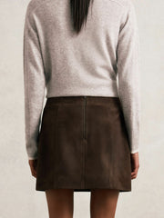 Mini Suede Patch Pocket Skirt Chocolate Brown | Women