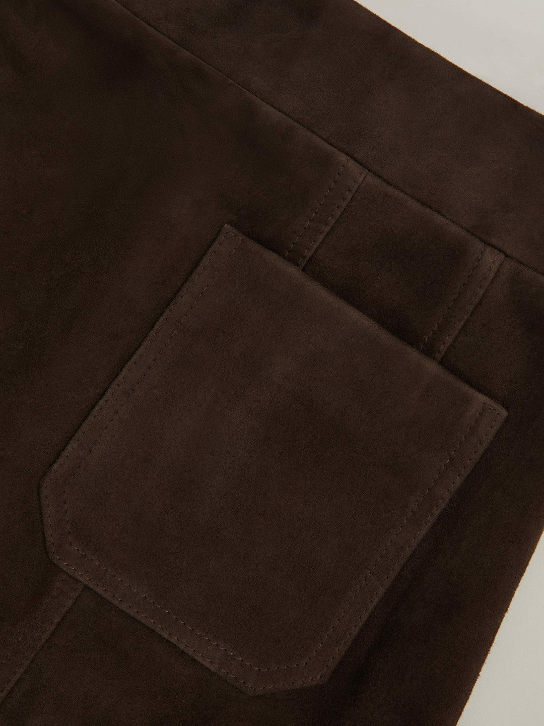 Mini Suede Patch Pocket Skirt Chocolate Brown | Women