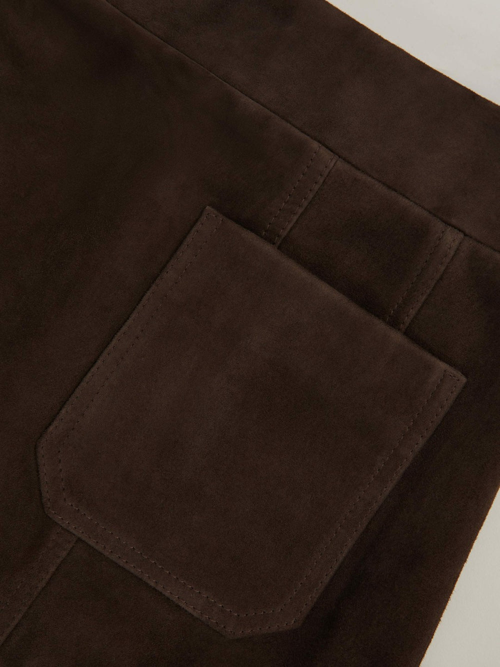 Mini Suede Patch Pocket Skirt Chocolate Brown | Women