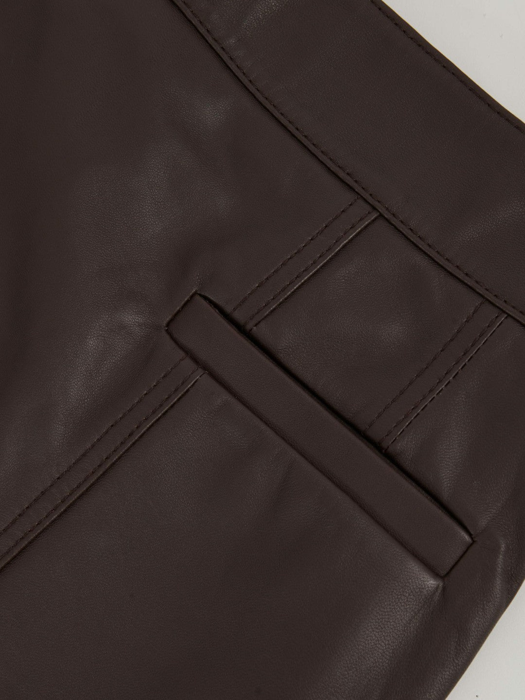Leather Welt-Pocket Mini Skirt Burgundy | Women