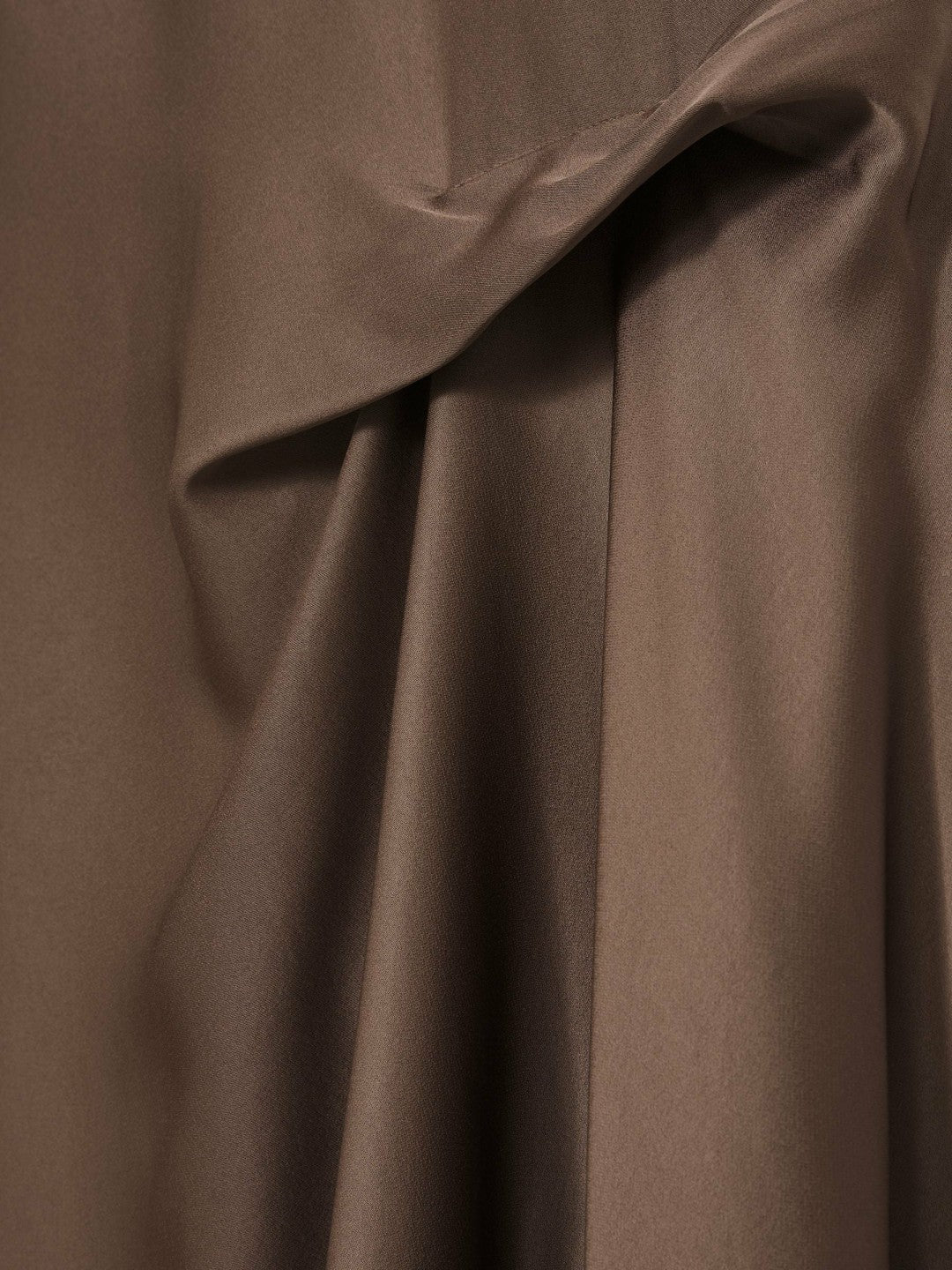 Satin Tuck-Detail Cape Midi Dress Taupe Brown | Women