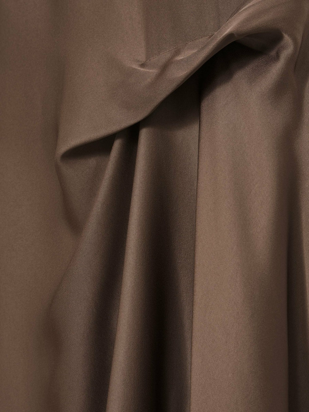 Satin Tuck-Detail Cape Midi Dress Taupe Brown | Women