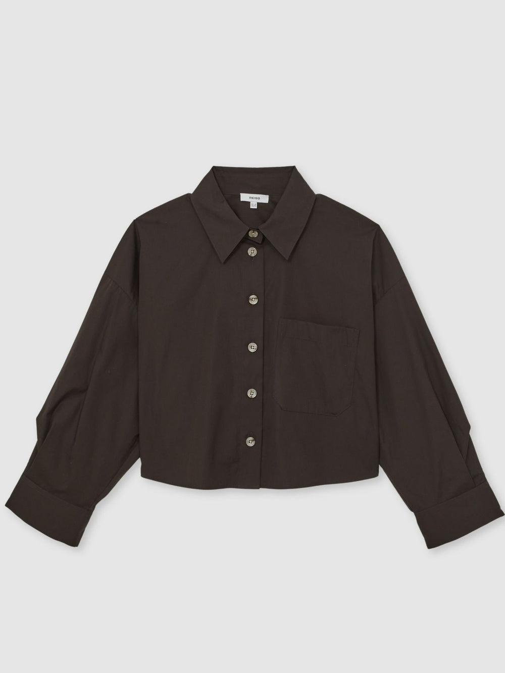 Oversize Cotton Cropped Shirt Chocolate Brown | Women