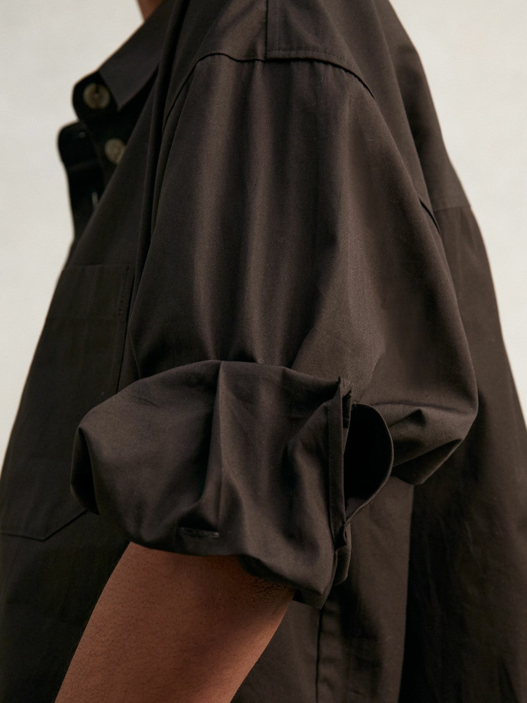 Oversize Cotton Cropped Shirt Chocolate Brown | Women