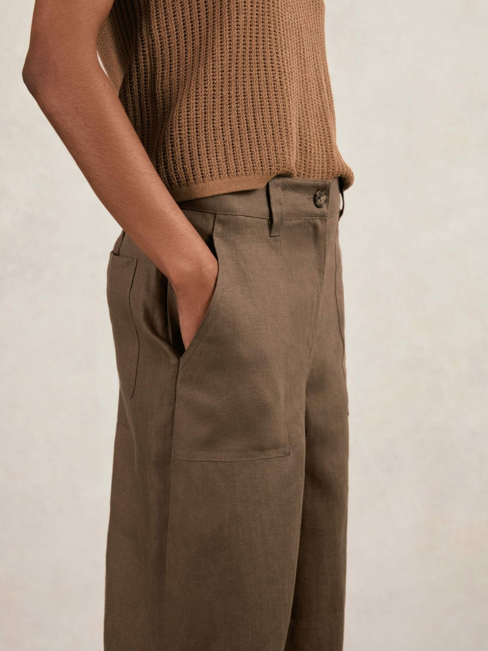Linen Wide Leg Trousers Chocolate Brown | Women