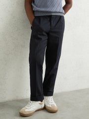 3-9 yrs Relaxed-Fit Pleated Tapered Trousers Navy | Children & Baby