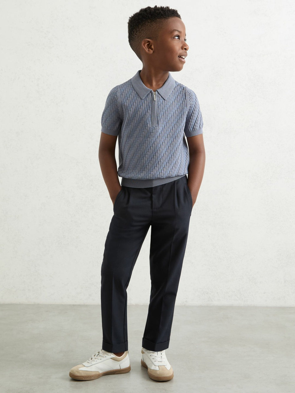 9-13 yrs Relaxed-Fit Pleated Tapered Trousers Navy | Children & Baby