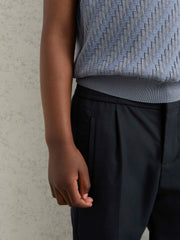 9-13 yrs Relaxed-Fit Pleated Tapered Trousers Navy | Children & Baby