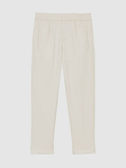 9-13 yrs Relaxed-Fit Pleated Tapered Trousers Off White | Children & Baby