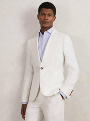 Slim Fit Lyocell Linen Single Breasted Suit Blazer White | Men