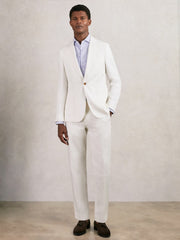 Slim Fit Lyocell Linen Single Breasted Suit Blazer White | Men