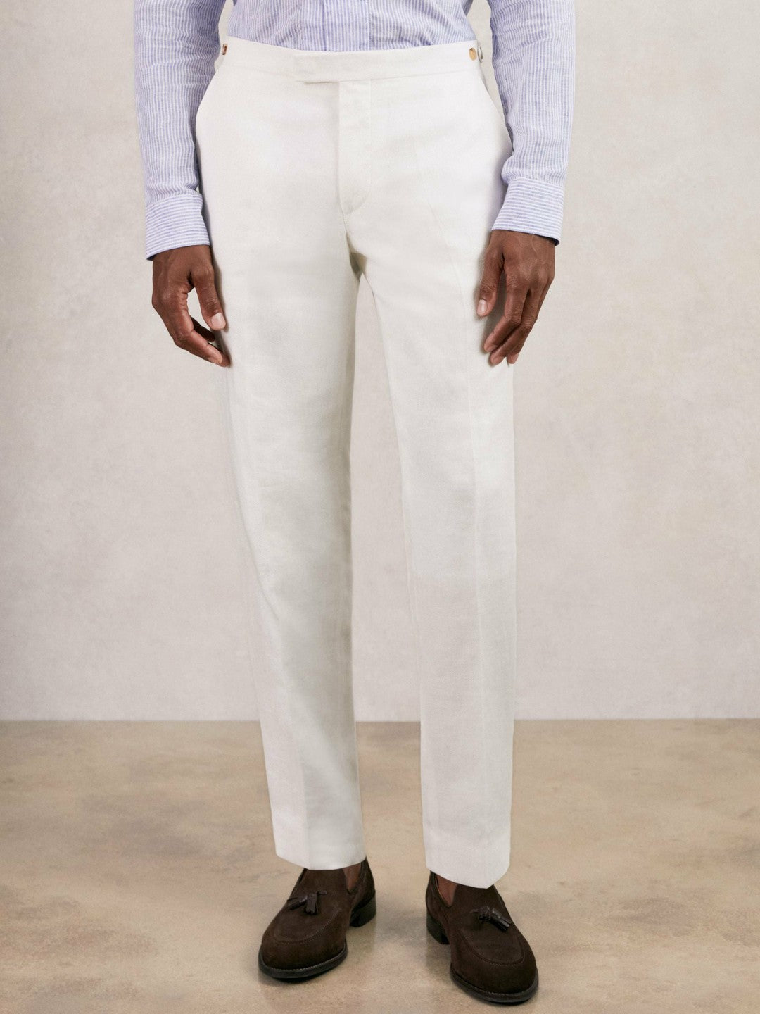 Slim Fit Lyocell Linen Suit Trousers White | Men
