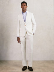 Slim Fit Lyocell Linen Suit Trousers White | Men