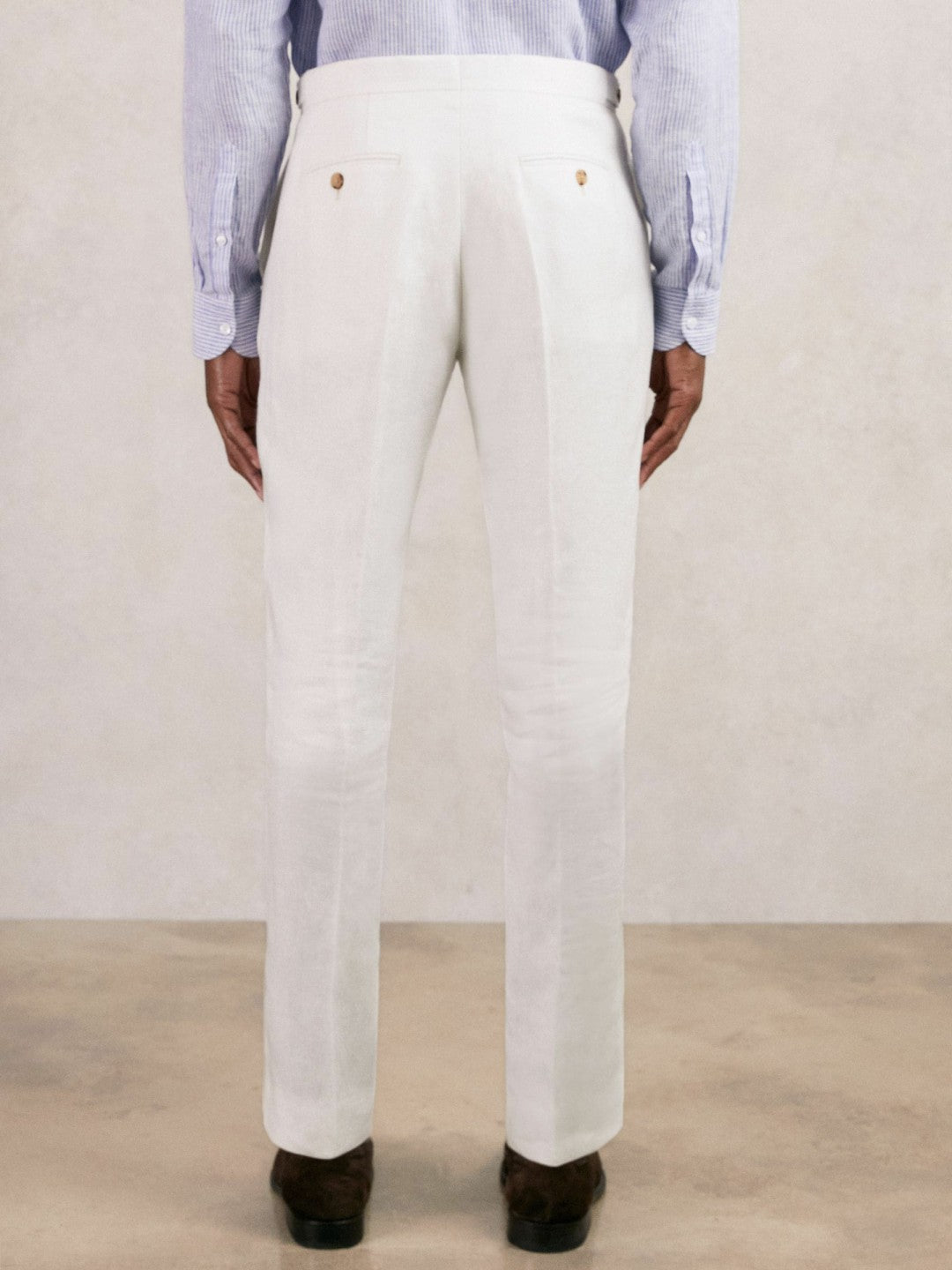 Slim Fit Lyocell Linen Suit Trousers White | Men