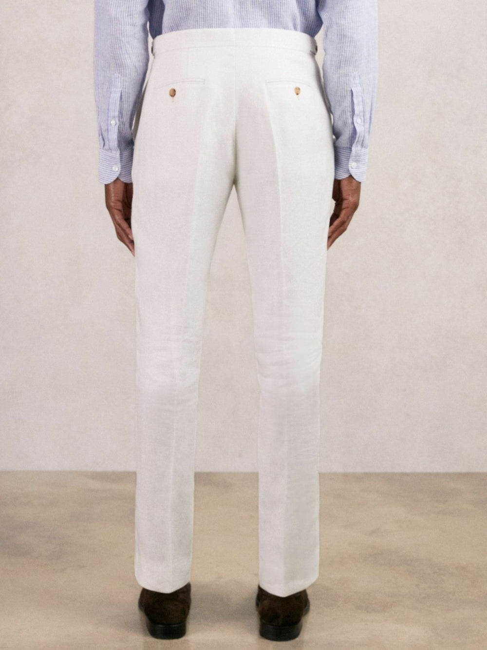 Slim Fit Lyocell Linen Suit Trousers White | Men