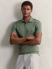 Cotton Short-Sleeve Polo Shirt Kale Green | Men