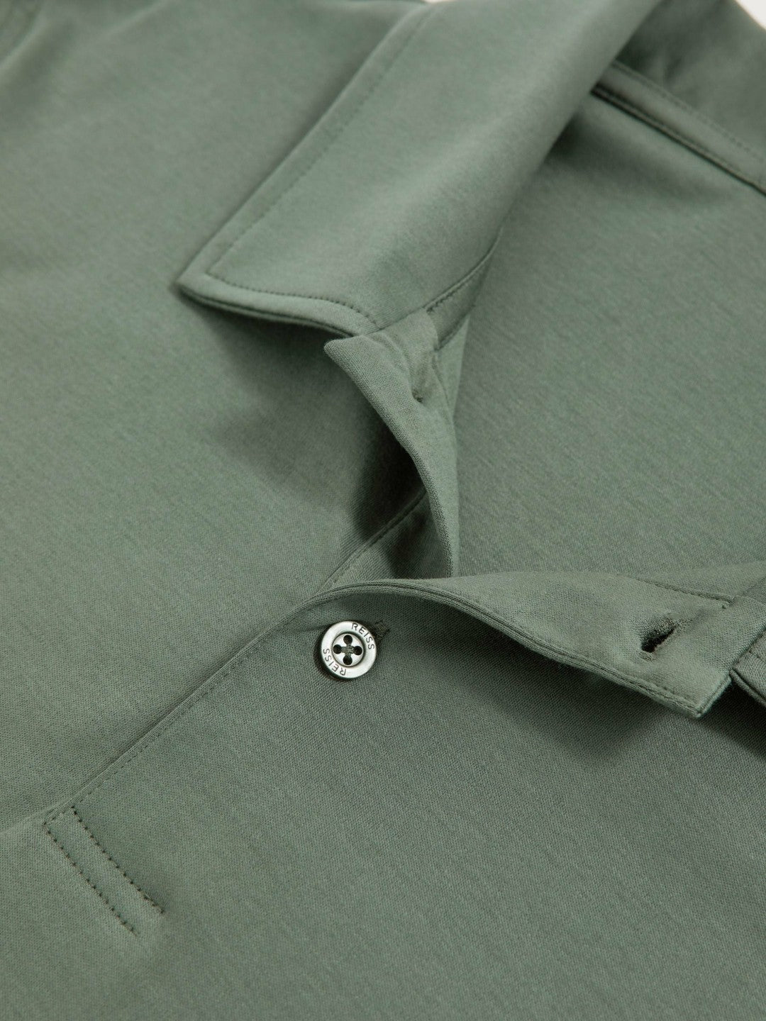 Cotton Short-Sleeve Polo Shirt Kale Green | Men