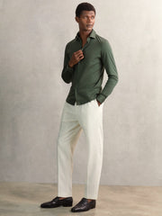 Cotton-Jersey Button-Through Shirt Kale Green | Men