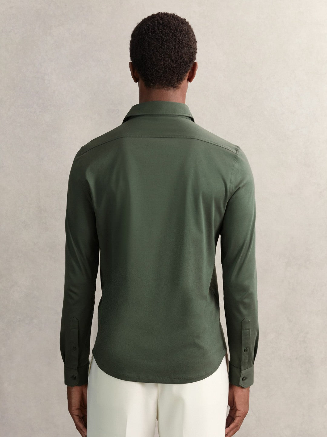 Cotton-Jersey Button-Through Shirt Kale Green | Men
