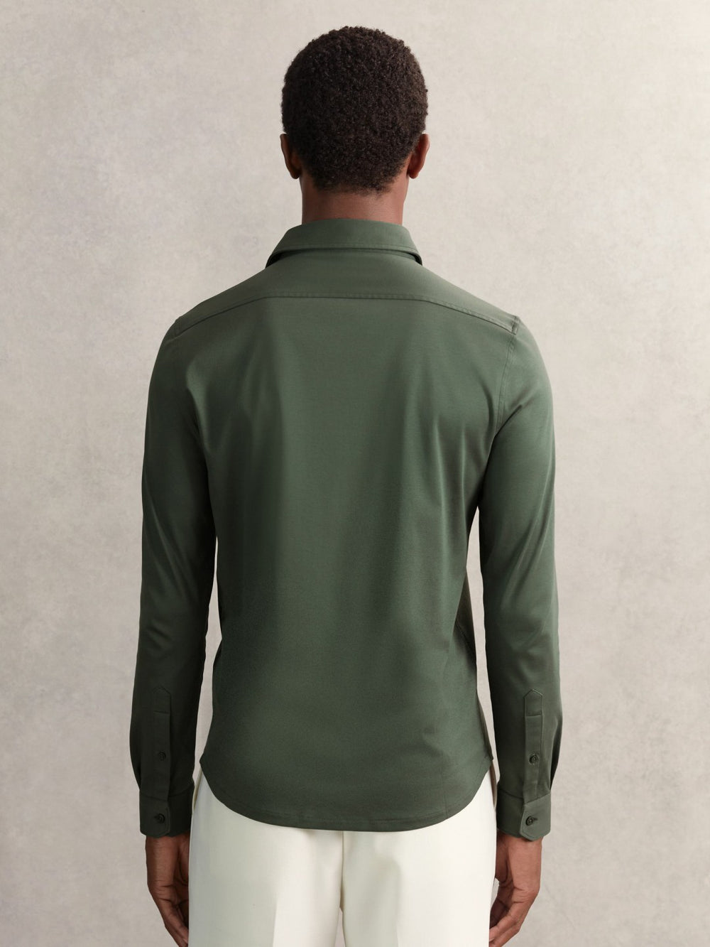 Cotton-Jersey Button-Through Shirt Kale Green | Men