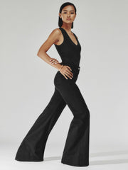 Petite Patch-Pocket Flared Jeans Black | Women