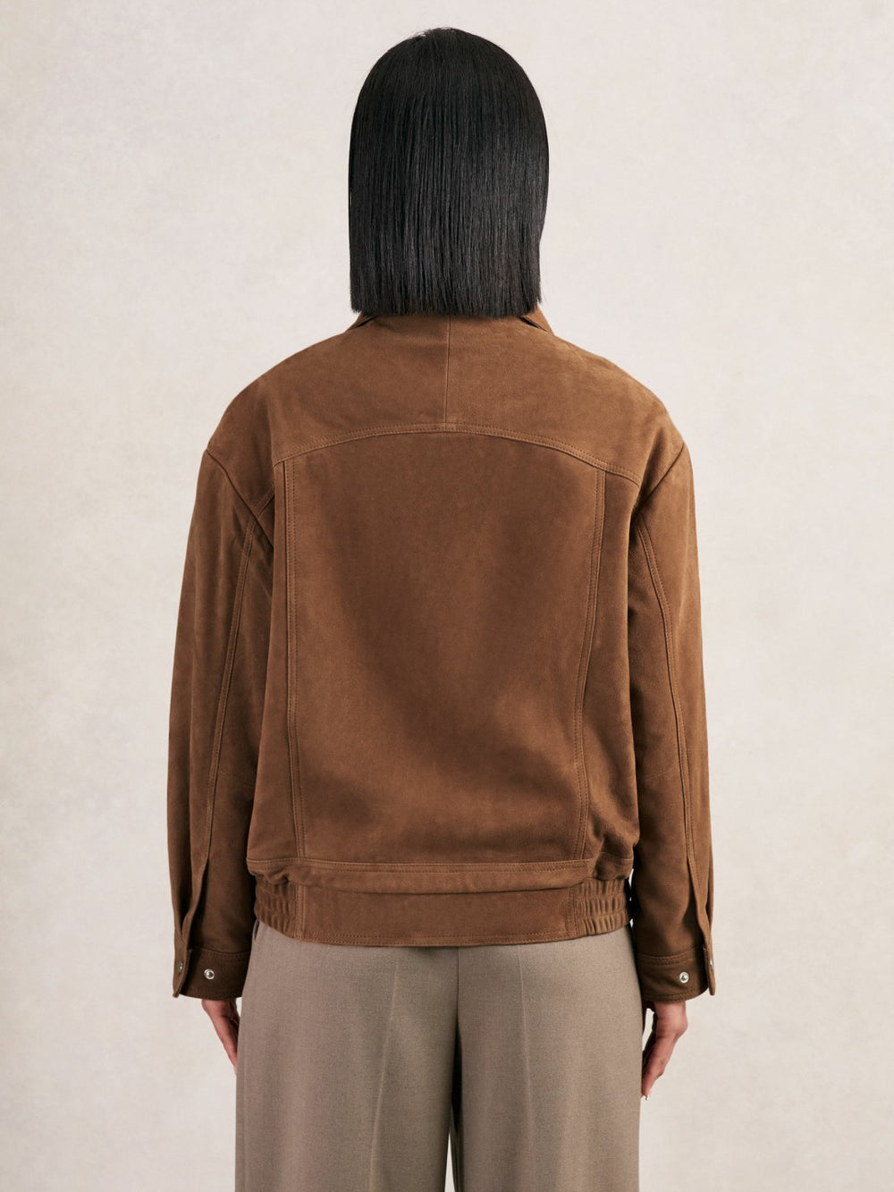 Suede Funnel-Neck Bomber Jacket Tan | Women