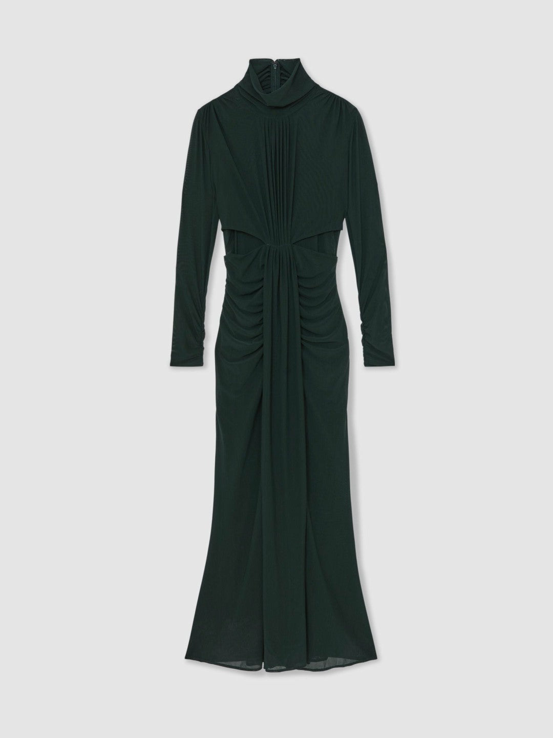 Petite Ruched Long-Sleeve Maxi Dress Dark Green | Women