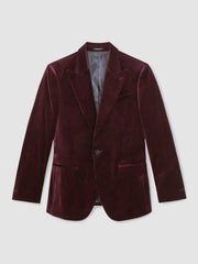 Single-Breasted Velvet Blazer Regular-Fit Bordeaux | Men