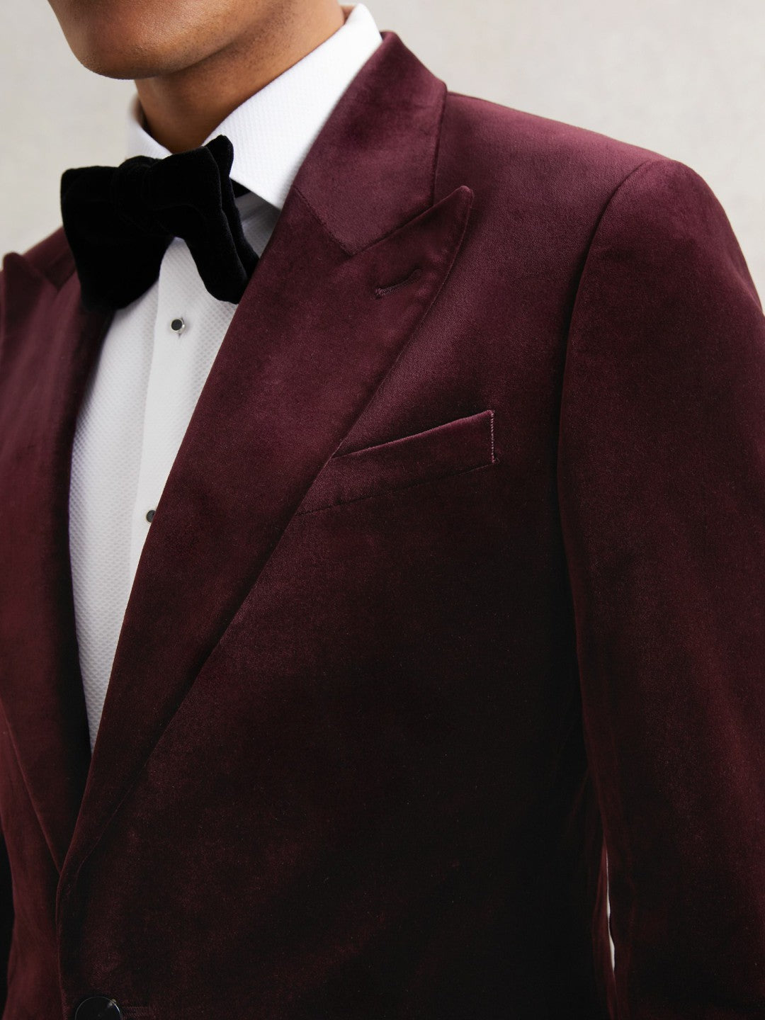 Single-Breasted Velvet Blazer Regular-Fit Bordeaux | Men