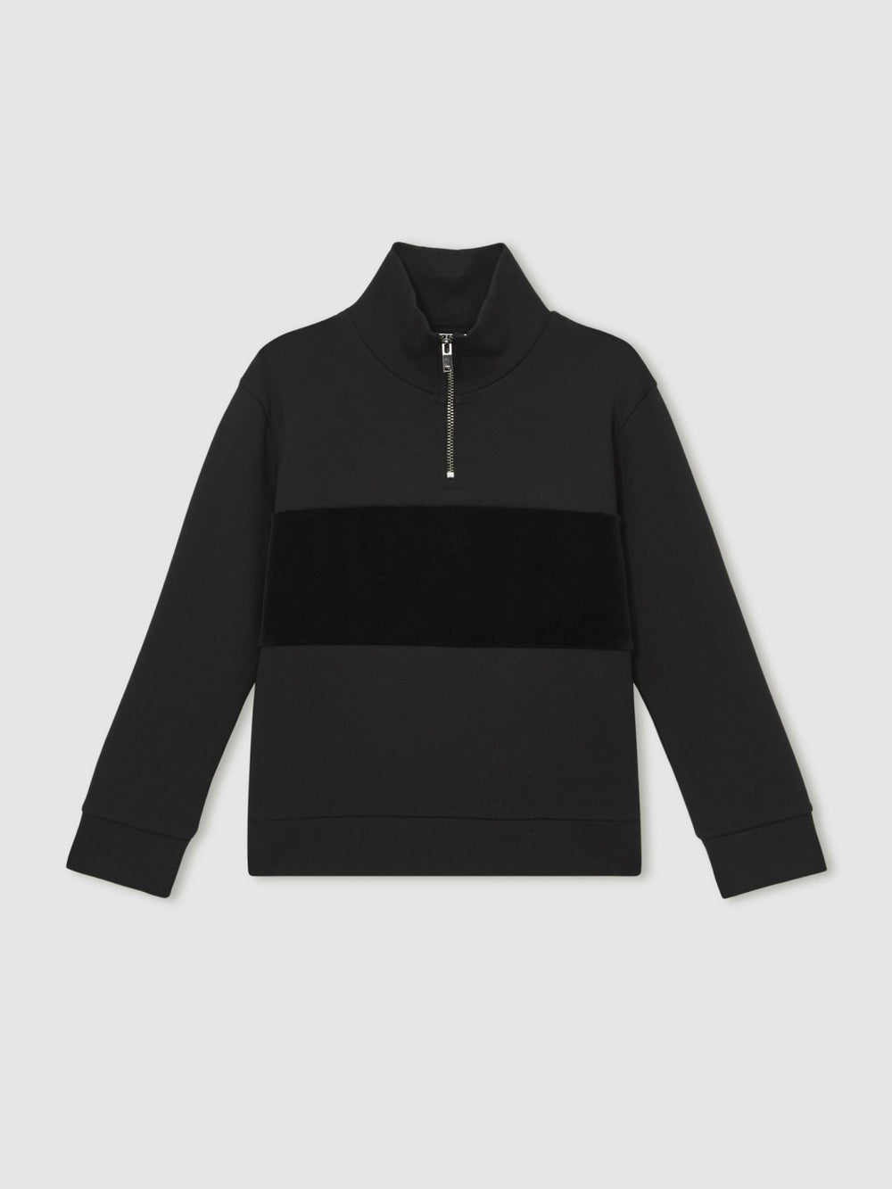 9-13 yrs Interlock Velour-Panel Zip Sweatshirt Black | Children & Baby