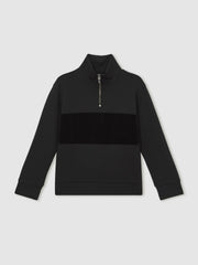 9-13 yrs Interlock Velour-Panel Zip Sweatshirt Black | Children & Baby