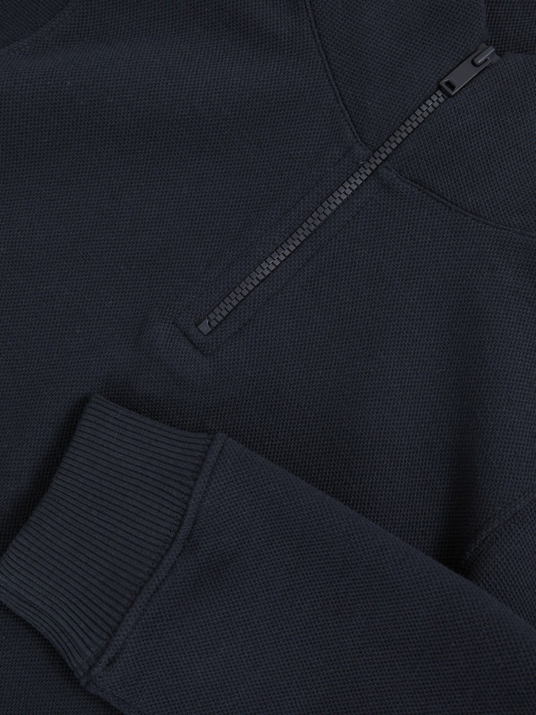 3-9 yrs Textured Half-Zip Sweatshirt with Cotton Navy | Children & Baby