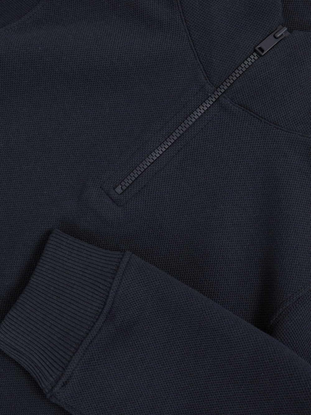 3-9 yrs Textured Half-Zip Sweatshirt with Cotton Navy | Children & Baby