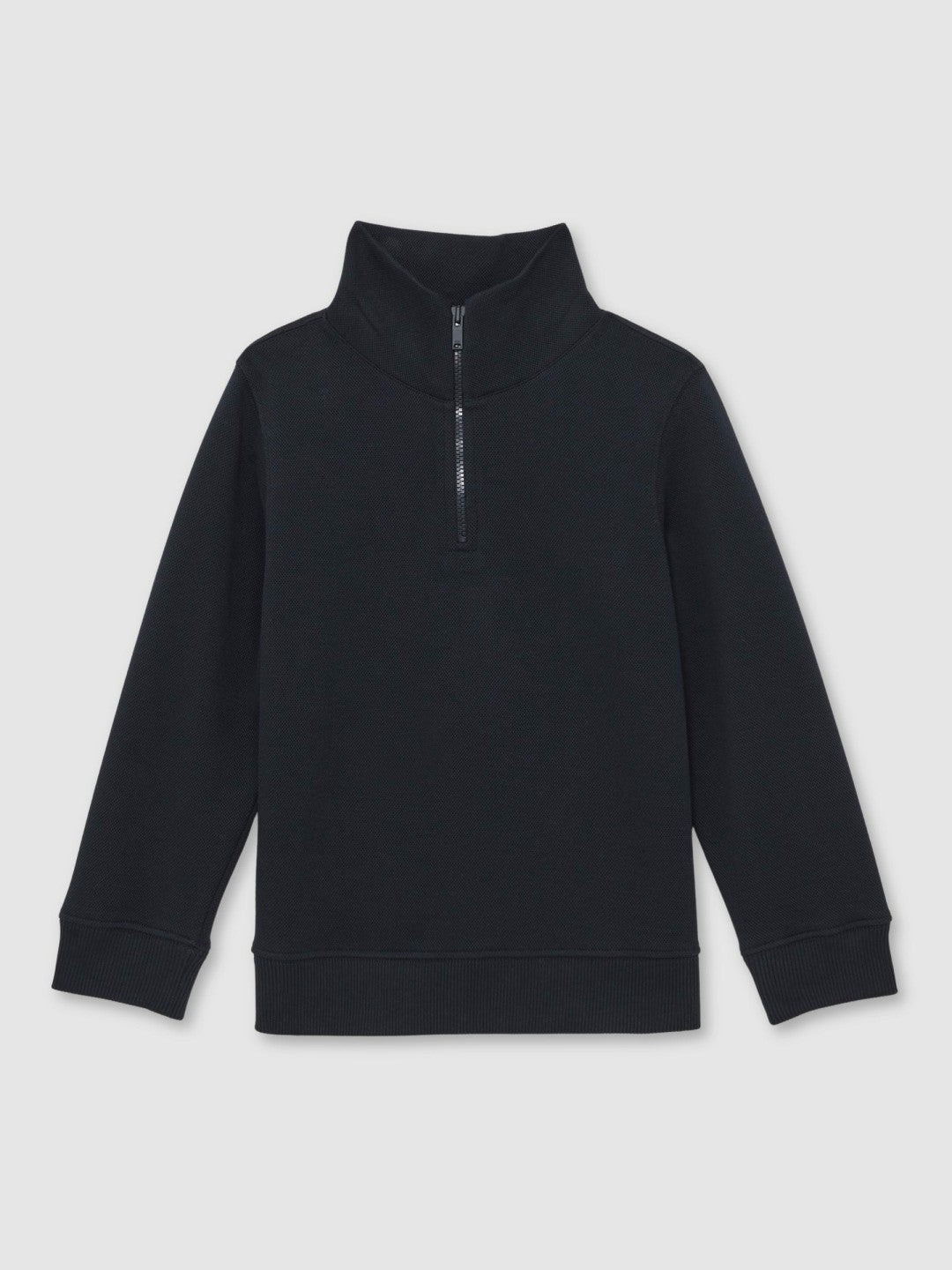 9-13 yrs Textured Half-Zip Sweatshirt with Cotton Navy | Children & Baby