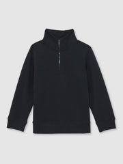 9-13 yrs Textured Half-Zip Sweatshirt with Cotton Navy | Children & Baby