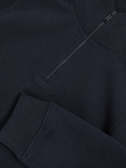 9-13 yrs Textured Half-Zip Sweatshirt with Cotton Navy | Children & Baby