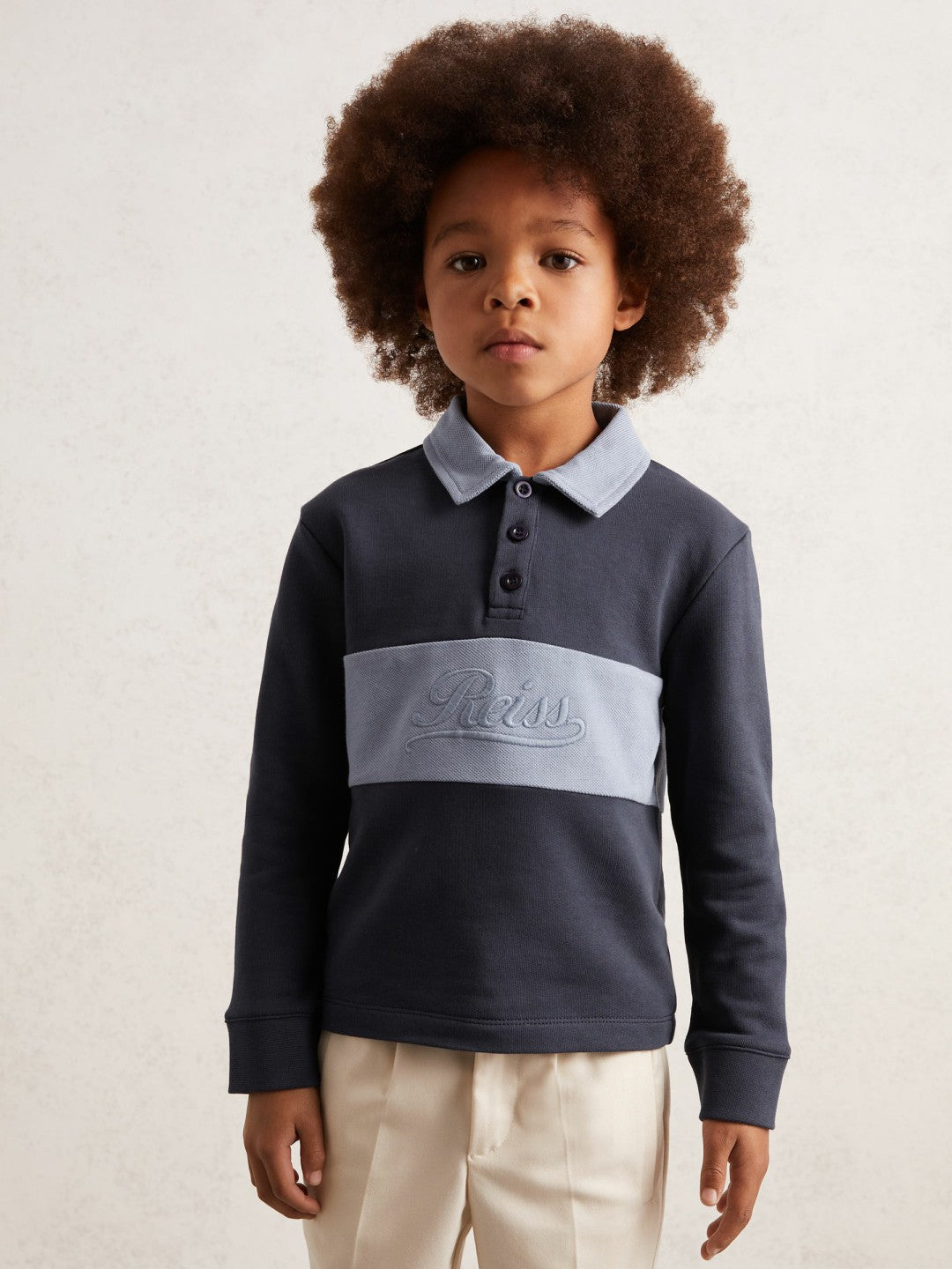 3-9 yrs Cotton Logo-Embroidery Rugby Polo Shirt Airforce Blue/Navy Blue | Children & Baby