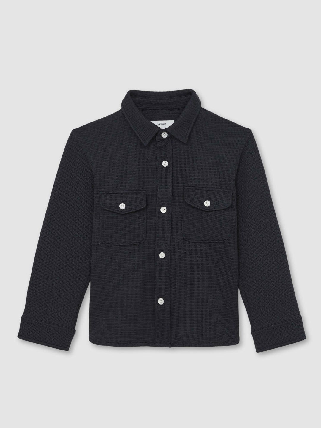 3-9 yrs Waffle-Textured Twin-Pocket Overshirt Navy | Children & Baby