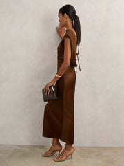 Petite Back Detail Midi Dress Bronze | Women