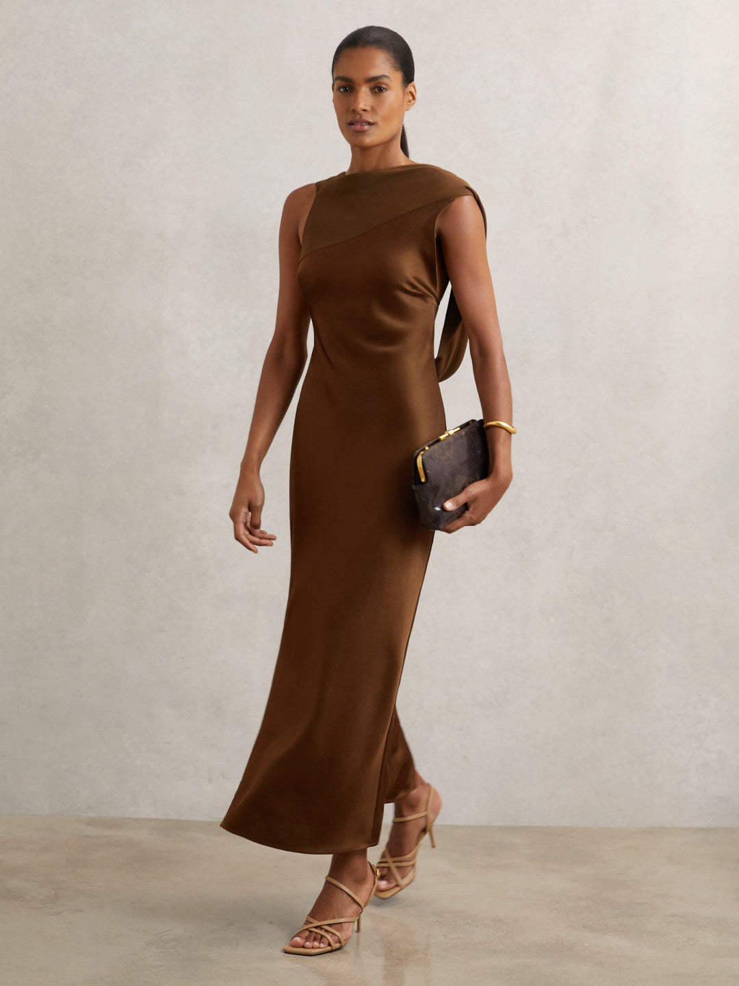 Petite Back Detail Midi Dress Bronze | Women