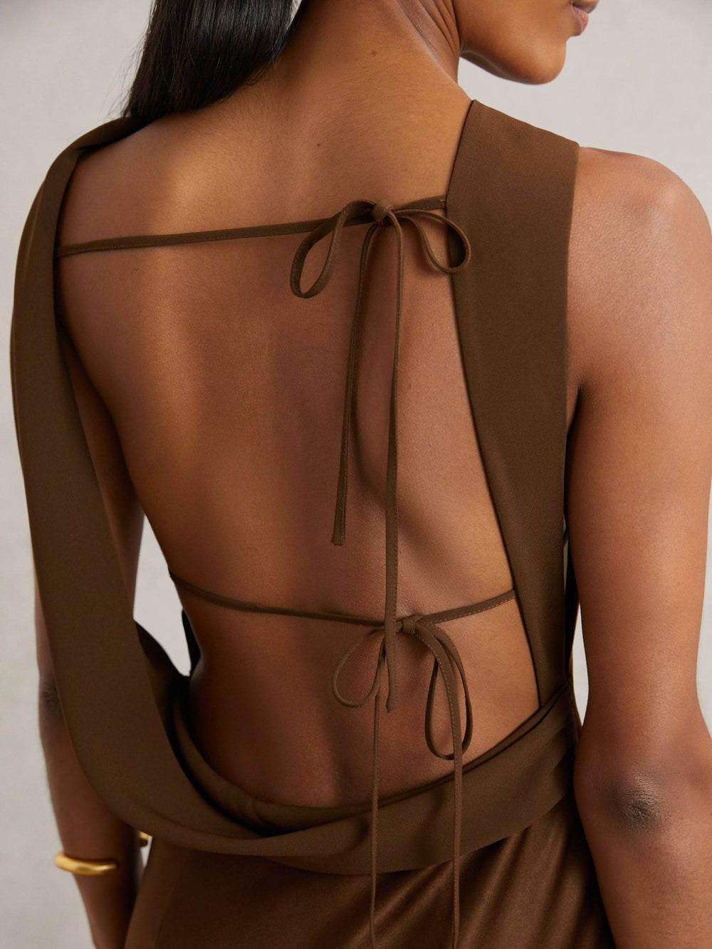 Petite Back Detail Midi Dress Bronze | Women