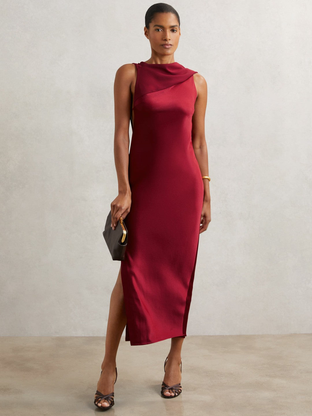 Petite Back Detail Midi Dress Red | Women