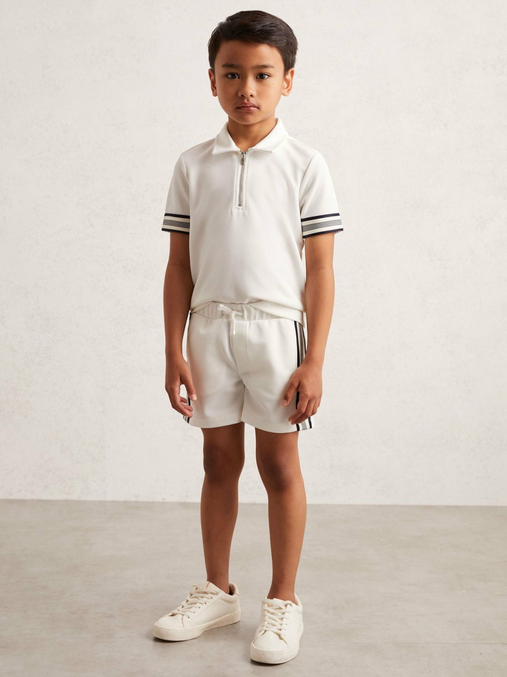 13-14 yrs Side Stripe Textured Shorts White | Children & Baby
